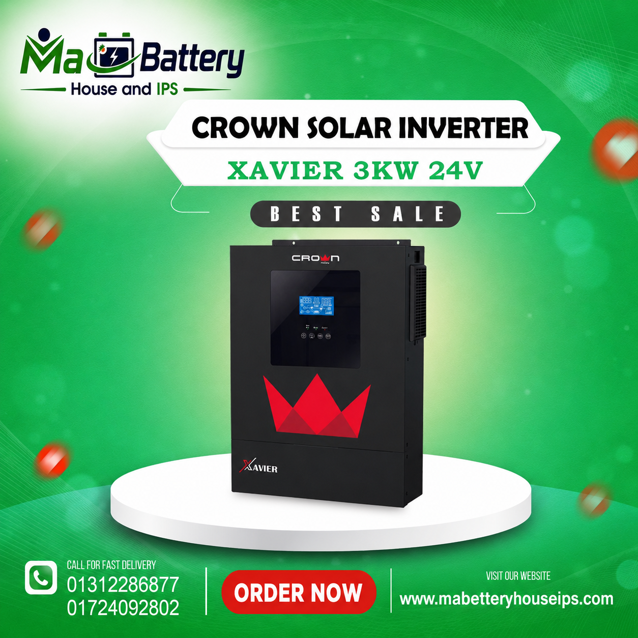 CrownMicro Xavier X-3KW-PF1 PV-3000 24V Solar Inverter - Price in Bangladesh