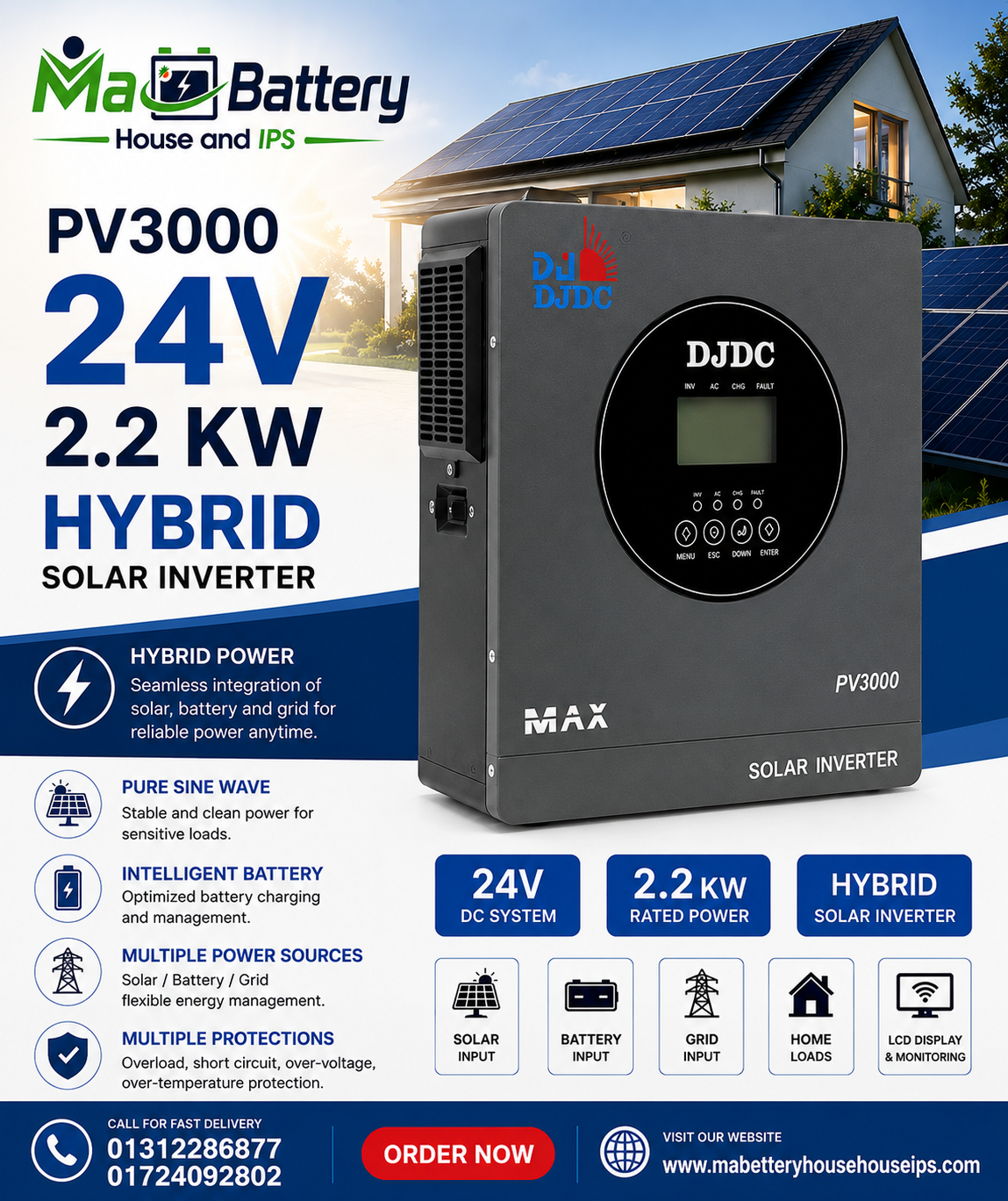 DJDC 2.2 KW Solar Inverter  - Price in Bangladesh